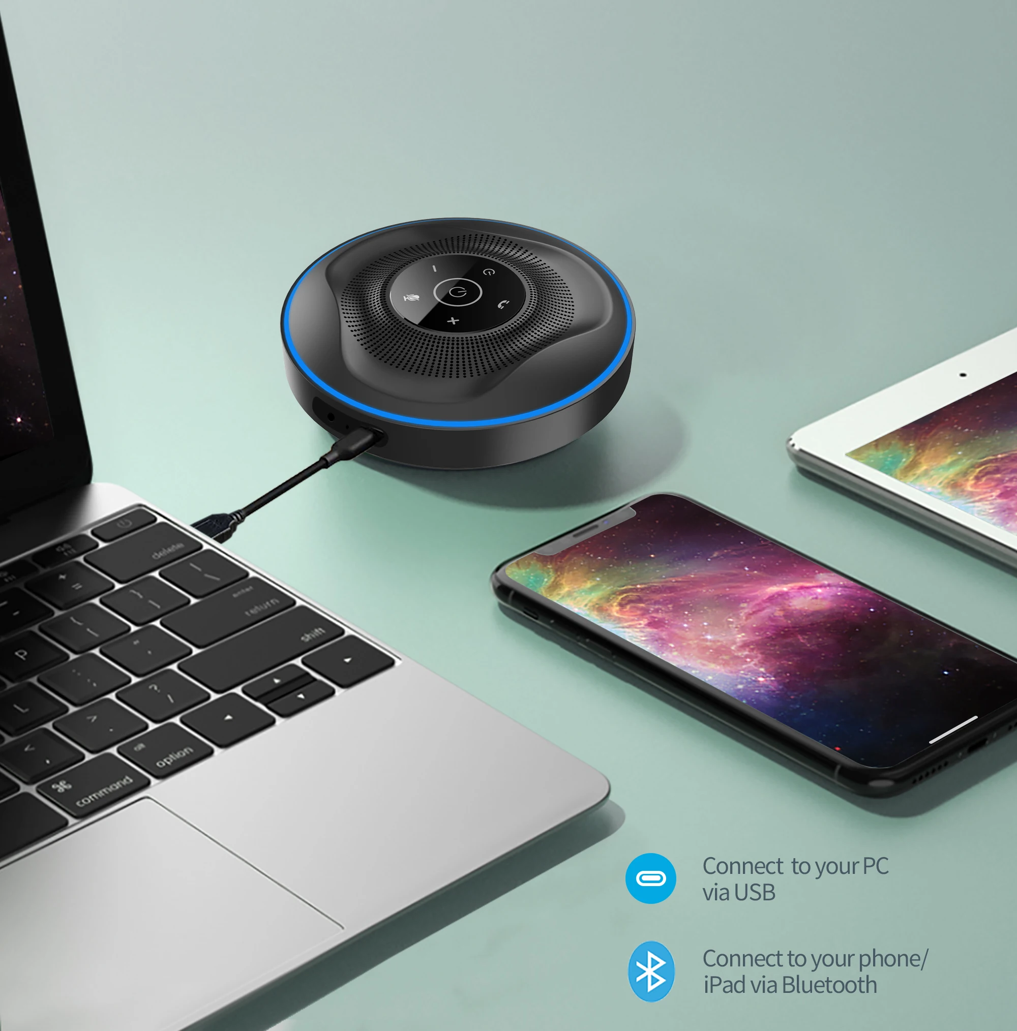 USB подключи и работай умный мини портативный беспроводной динамик 360 HD микрофон для Дома Офиса аудиосистема