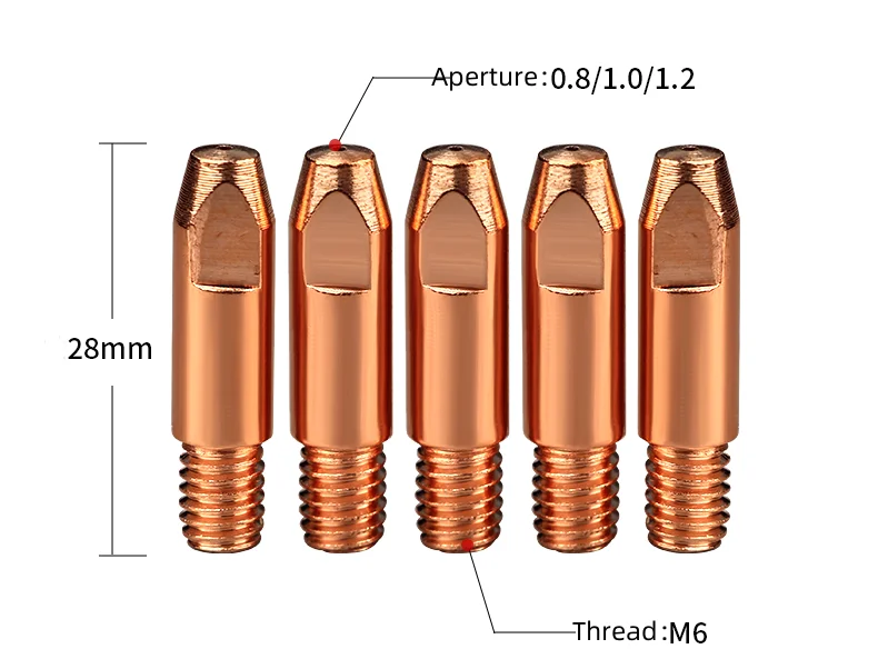 XYS High Quality M6*28*1.0 0.8 1.2  Copper Contact Tips cucrzr welding torch tip for Mig Co2 Welding Torch