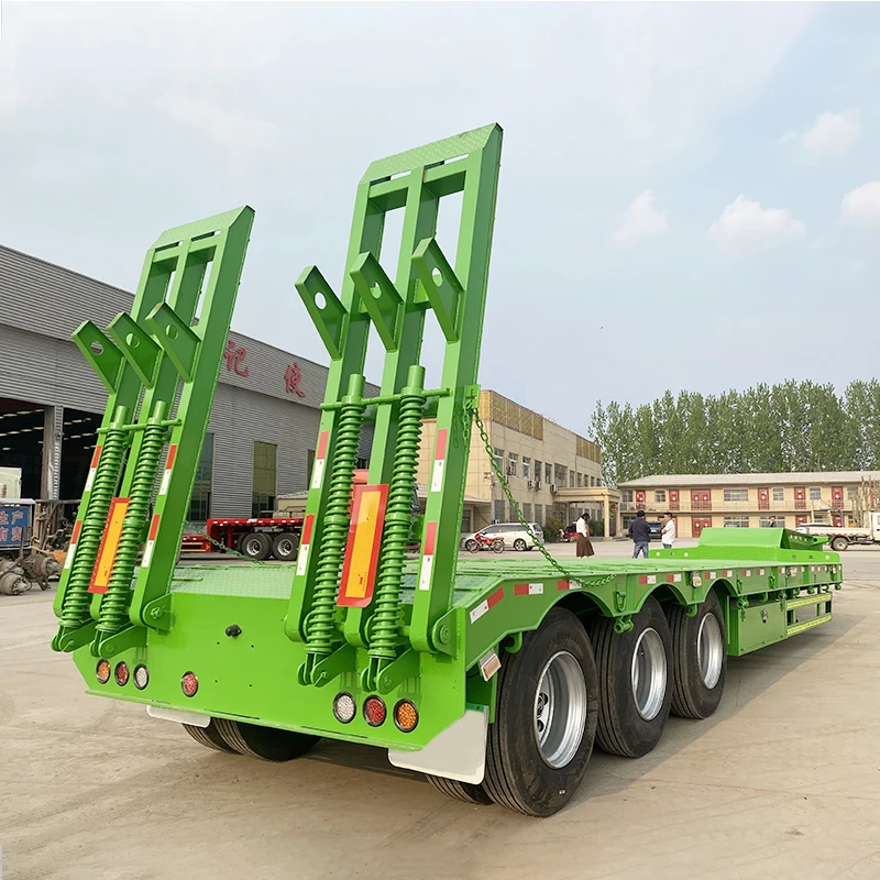 50 ton 60 ton 80t 100 ton 18m 3 Axles Hydraulic Lowbed Lowboy Low Bed Loader Semi Trailer
