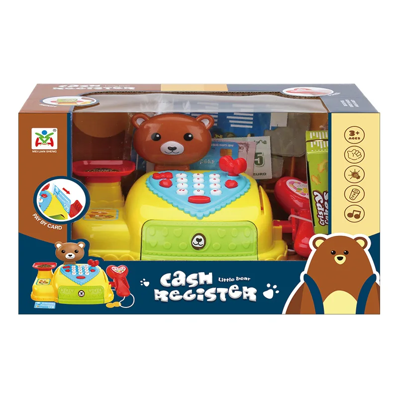 Cartoon Bear Frog Simulation electric Smart Supermarket Cash Register Toy pretend play Game with light and sound