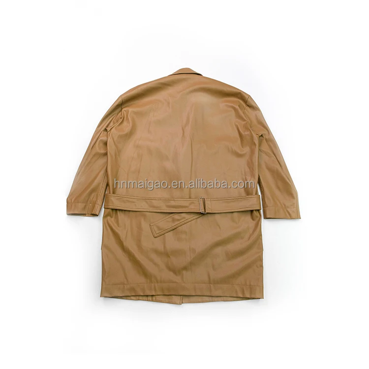  Новый модный стиль подгоняемый цвет верблюжьего цвета большие размеры кожаные длинные куртки для женщин