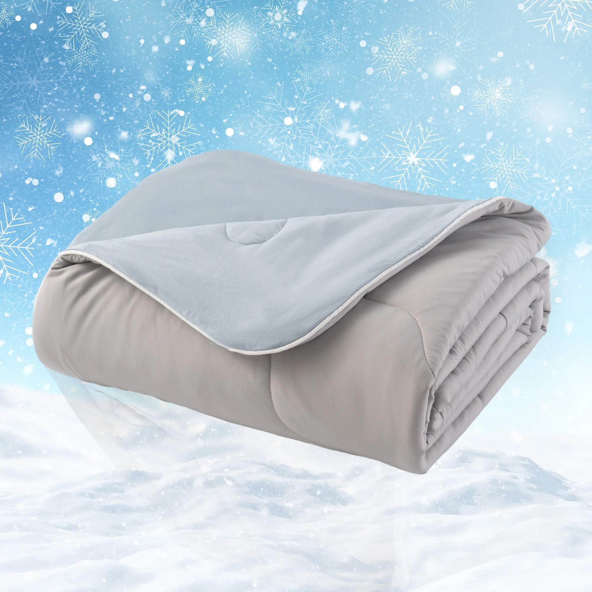 Bamboo Silk Cooling Weight Blanket Breathable Silk Smooth Blue Grey Summer Cooling Comforter for Hot Sleepers and Night Sweats