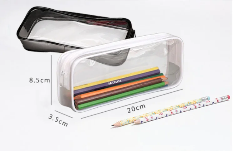 Pencil Case /transparent PVC Big Capacity Pencil Pouch/ Pen Bag Cosmetic Pouch with Zipper for School Office Plastic