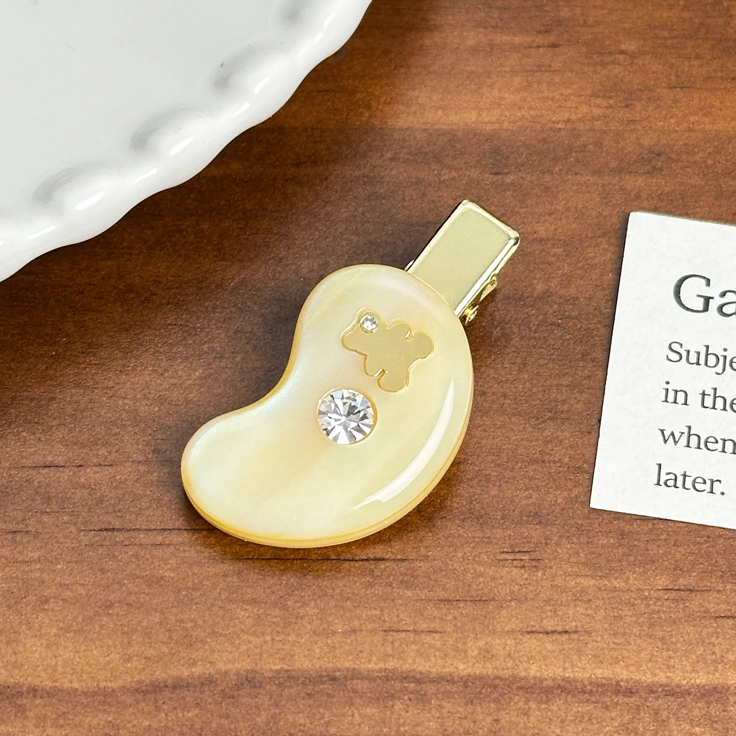 Acetate Duckbill Clip Golden Bear Diamond Hair Ties Rubber Band No Damage