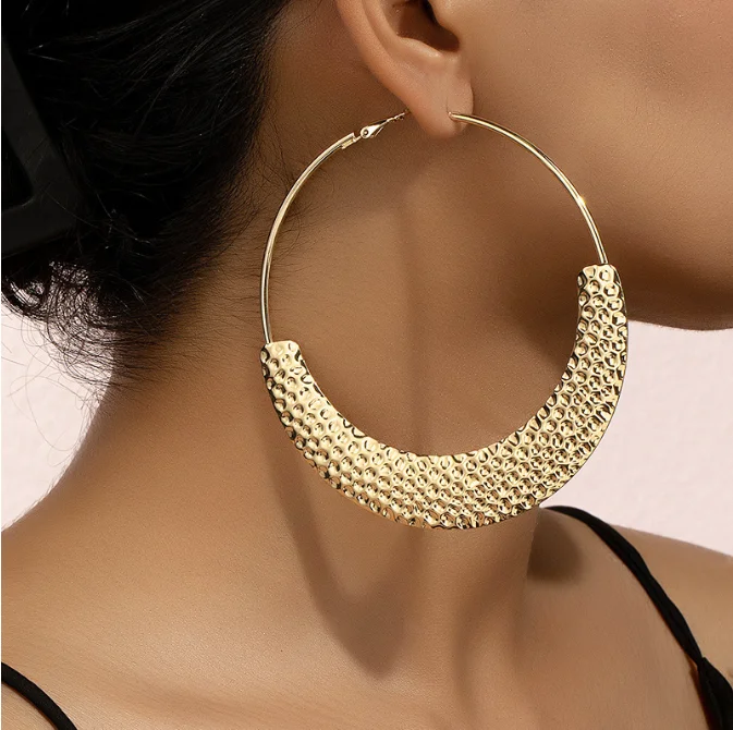 Exaggerated Fashion Big Large Geometric Circle hoop Earrings for Women Trendy Big Metal gold plated Earrings Fashion Jewelry Gif