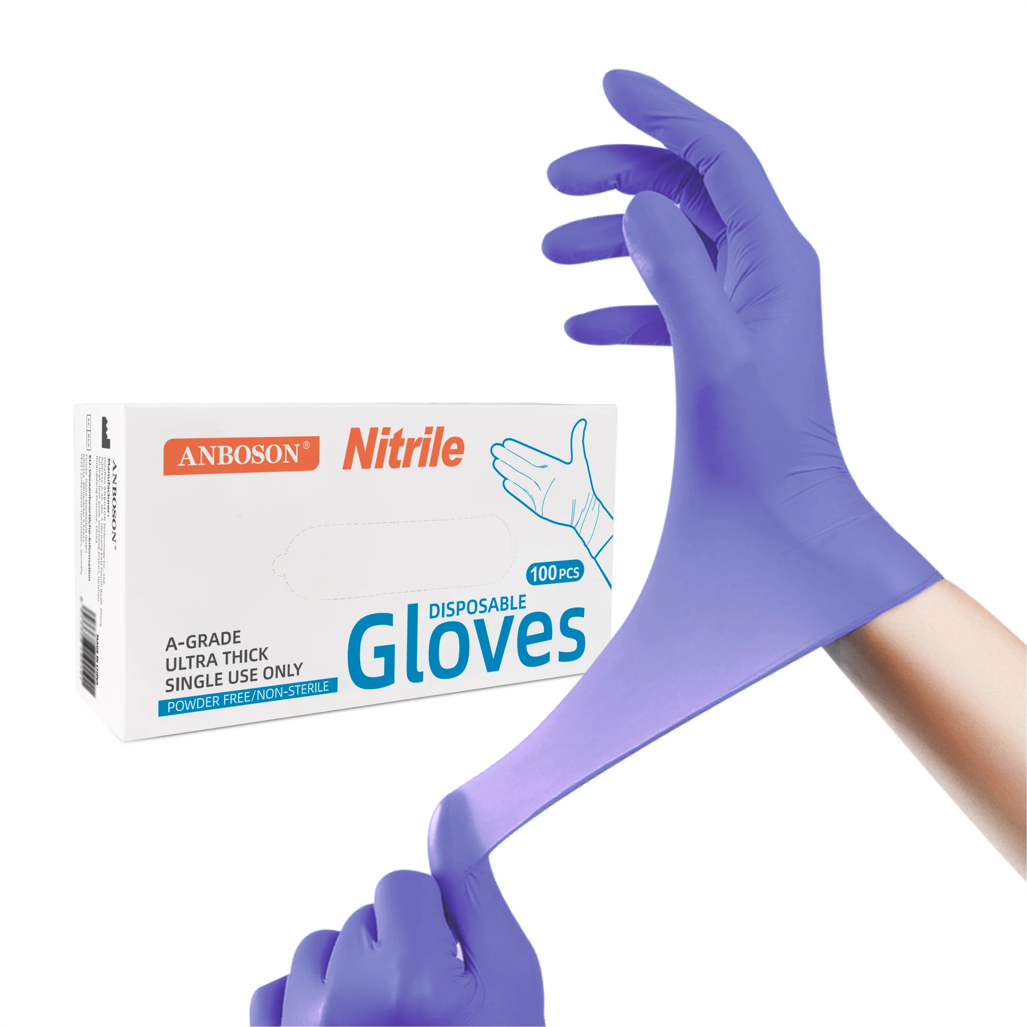 Textured Fingertips Purple Nitrile Gloves 5 Mil Extra Strength for Surgical Tattoo Artist Food Prep