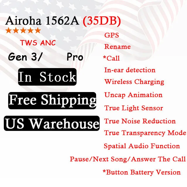 TWS ANC Wireless Earphone Jerry Airoha 1562F Chips Air Gen 2nd 3rd Generation Gaming Earphone