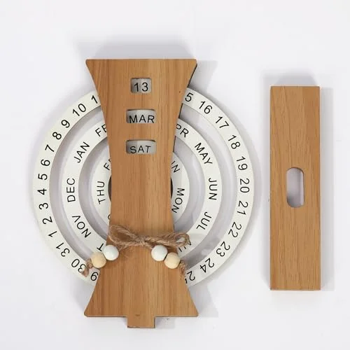 Wooden Disc Calendar Wooden Disc Perpetual Desk Calendar Manual Rotating Wooden Block Calendar