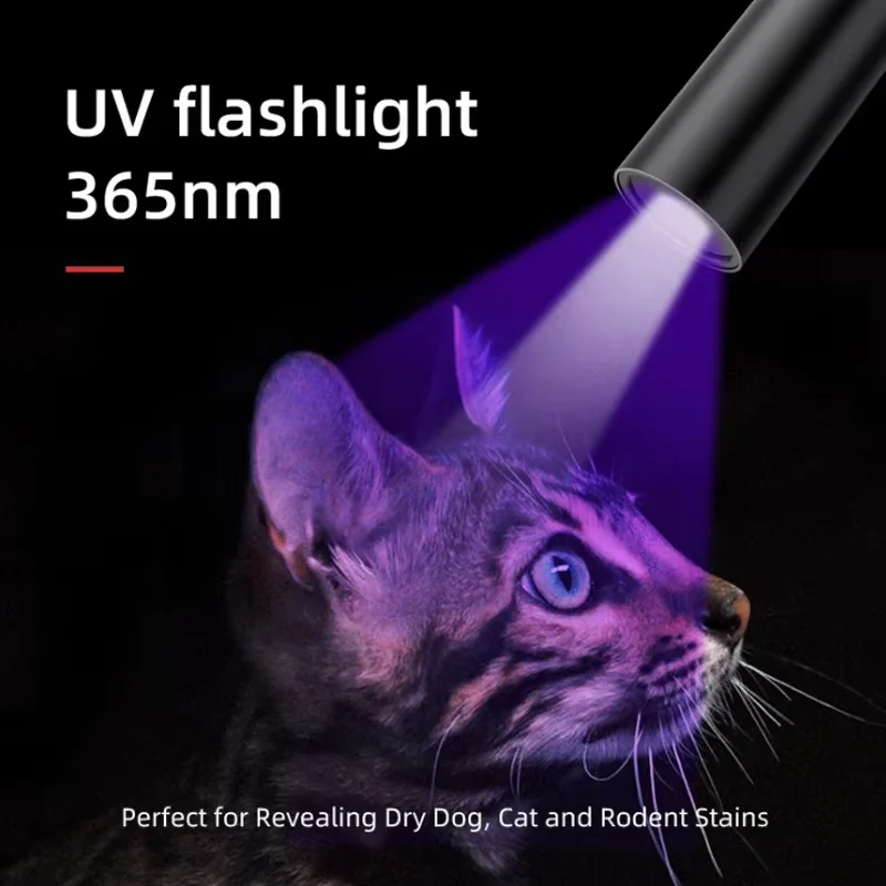 Popular 365nm Ultraviolet Blacklight Detector Mini Portable LED Flashlight USB Rechargeable Waterproof Purple Light Torch Light