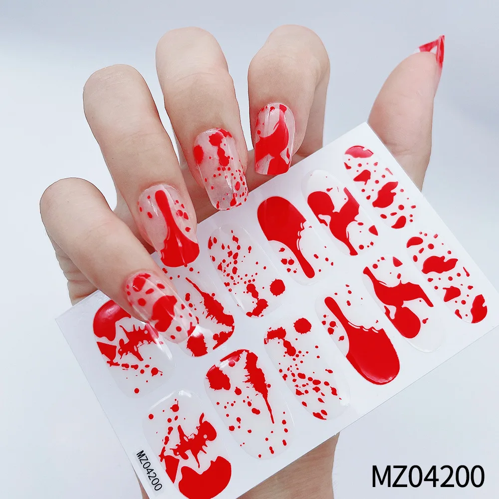 Halloween 3D Embossed Skull Nail Stickers Matte Finish Nail Art Decals For Diy Manicure with nail file Full Cover