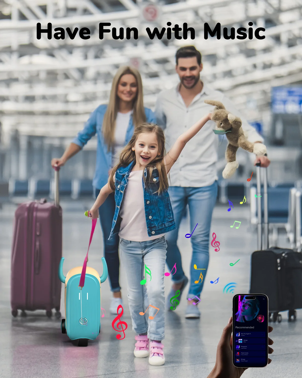 GNU Electric kids boys girls scooter suitcase ride on electric smart luggage suitcase