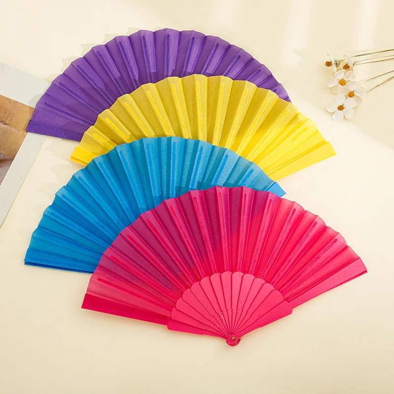 Vintage Plastic Folding Fan Chinese Style Retro Hand Held Fan Art Craft Japanese Decoration Home Wedding Folding Hand Fan