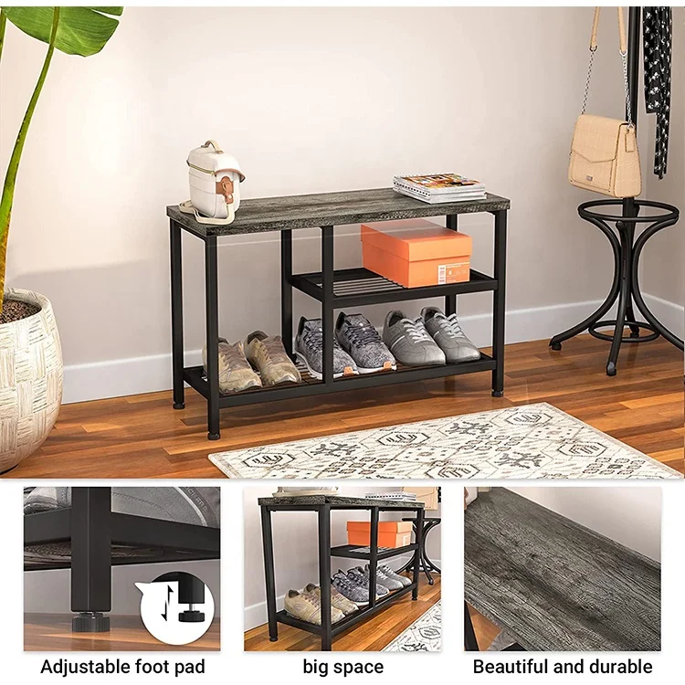 Home Storage customization shoe rack with benches for entryway/living room/bedroom for European and American markets