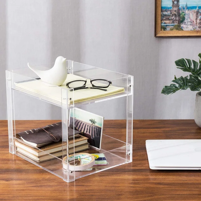 AC0014 Clear Acrylic Book Rack File Folder Rack for Document Paper Letter Book Envelope Laptop Organizer