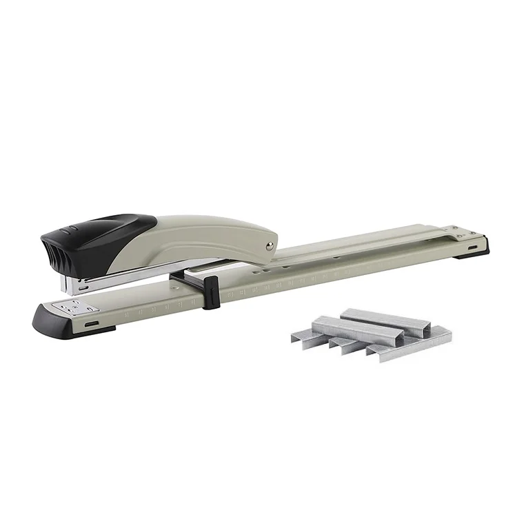 Gray Durable 20 Sheet Capacity Metal Extra Long Arm Reach Stapler with Adjustable Length 12 inches