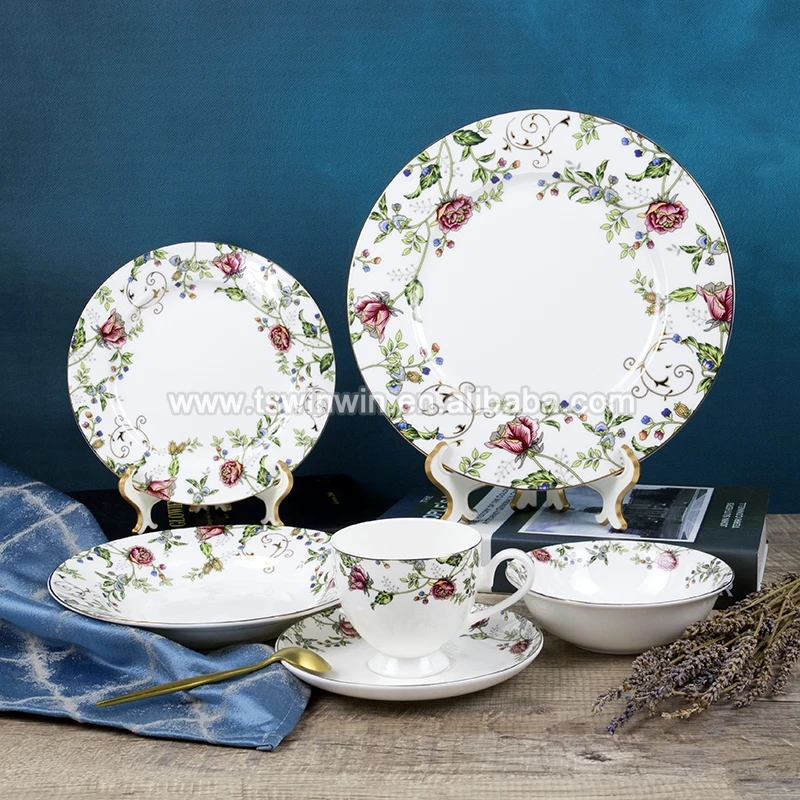 High quality dinnerware custom Country Blue Stoneware Western Sets Japanese Style Dinnerware Set