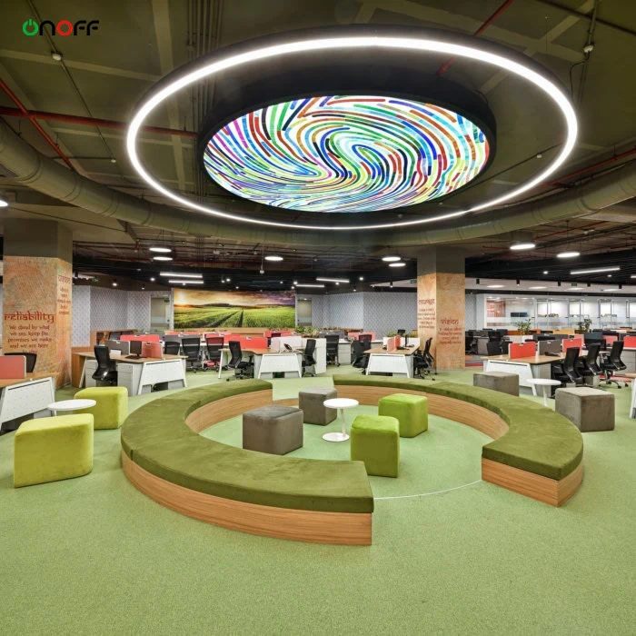 Big size circular shape LED hanging light office ceiling aluminum round light seamless connect