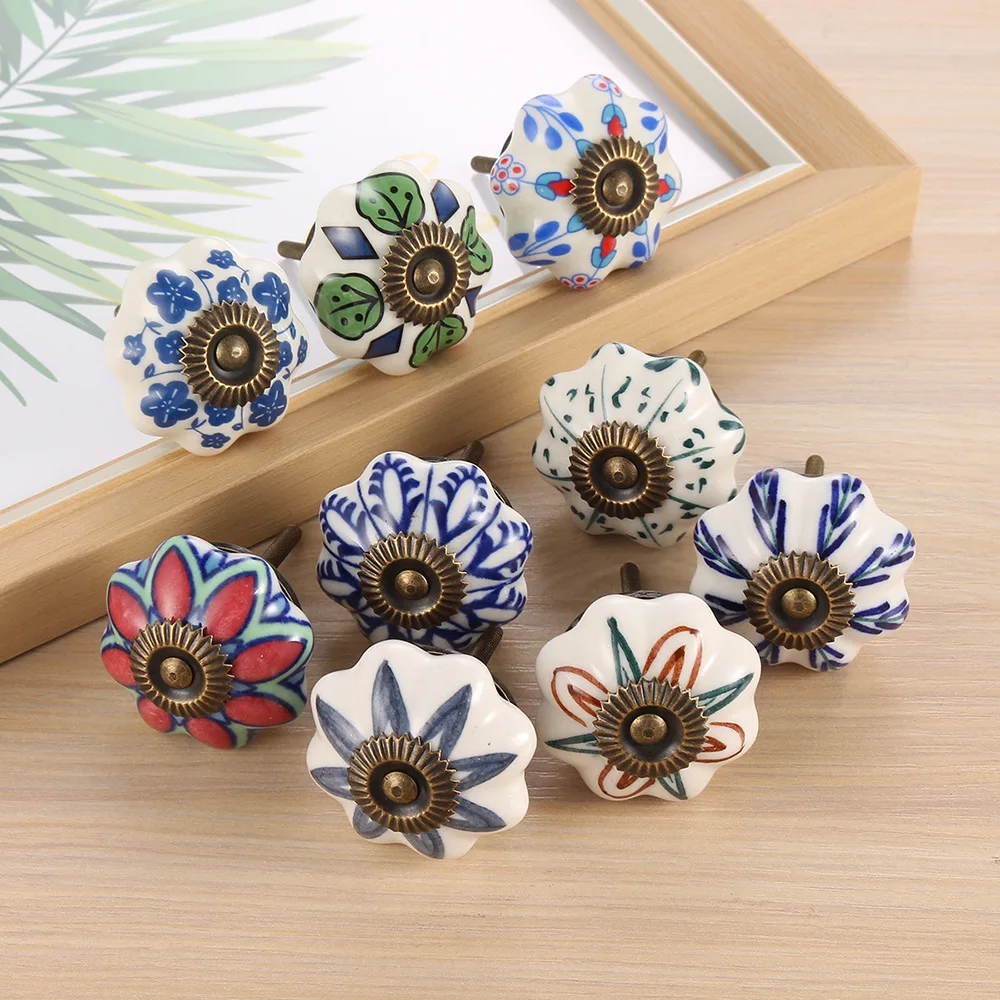 Ceramic Cabinet Knob Retro Style Creative Vintage Drawer Antique Furniture Ceramic Handles Knobs