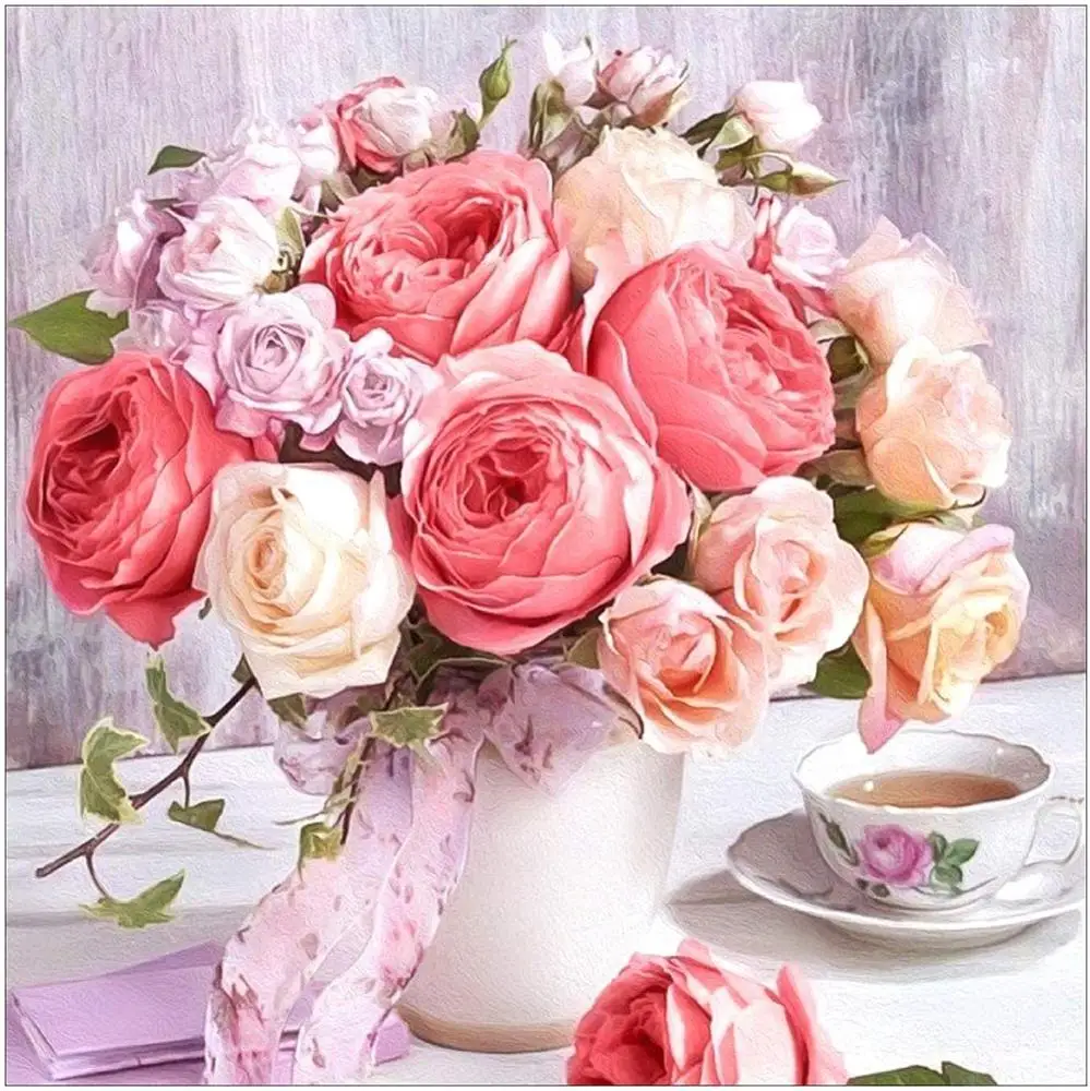 Meian wholesale rose diamond Accessory Mosaic Diamond Embroidery painting by diamonds home for Living Room