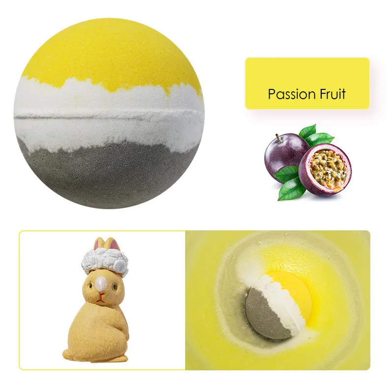 Essential oil bath ball 6 color cartoon rabbit bath salt ball Bubble toy bath salt ball 105g