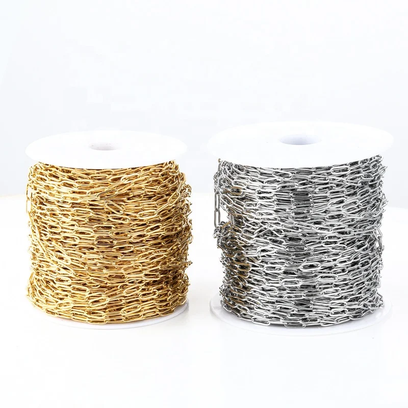 new fashion cheap Stainless steel flat oval necklace chains roll for women & mens jewelry set making
