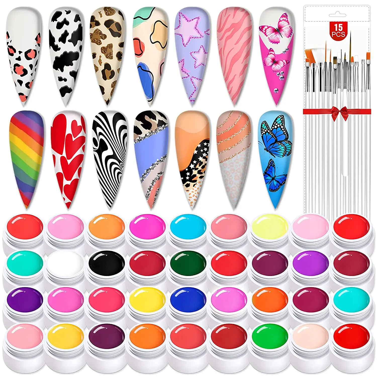 2021 Amazon Custom Private label Color Nail Painting Gel Soak off led uv gel paint for nail art uv gel nails kit
