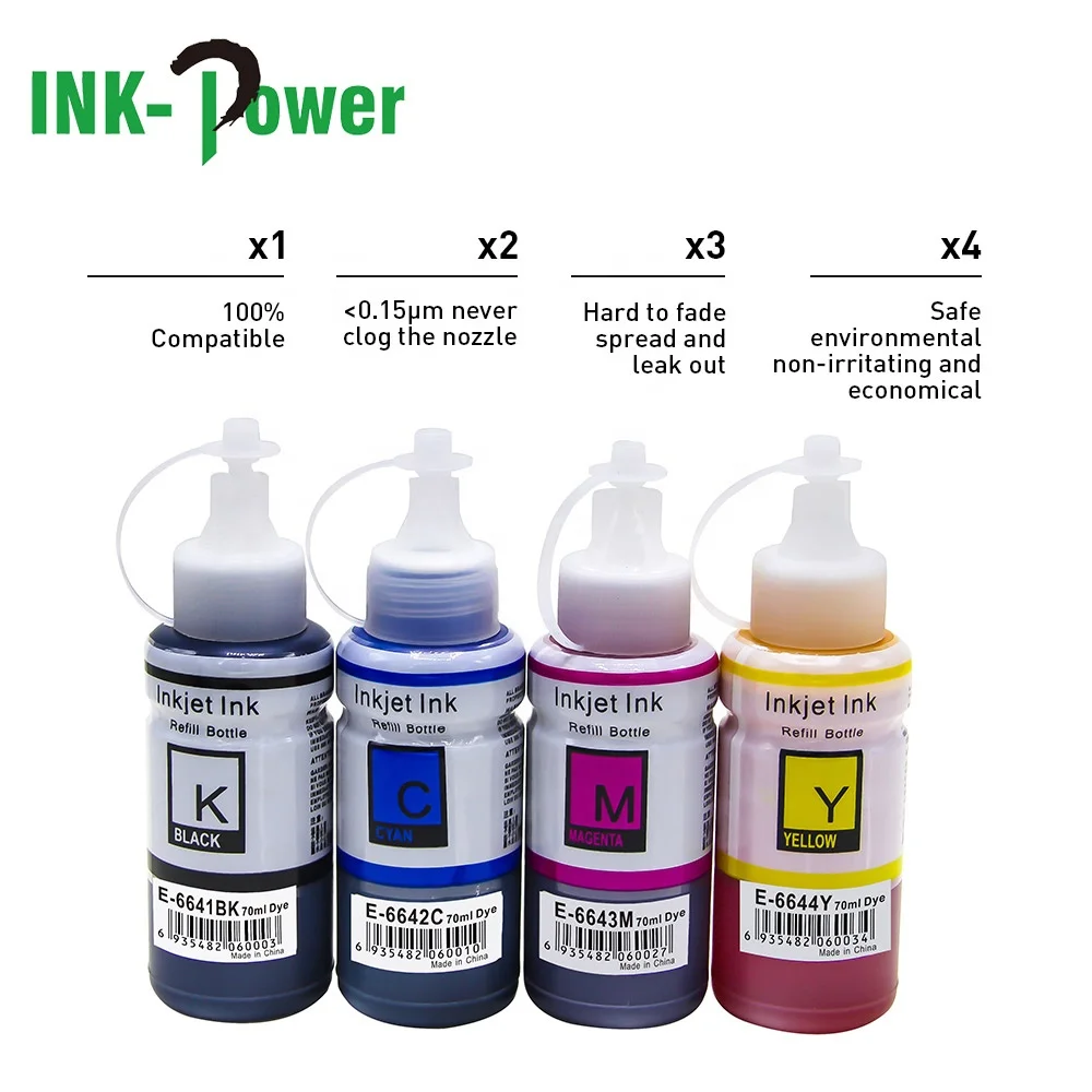  INK-мощность 664 T664 Премиум Универсальный цветный Совместимость объем бутылки на водной основе пополнения чернил Dtg Эко-чернила для Epson L655 ET-1400
