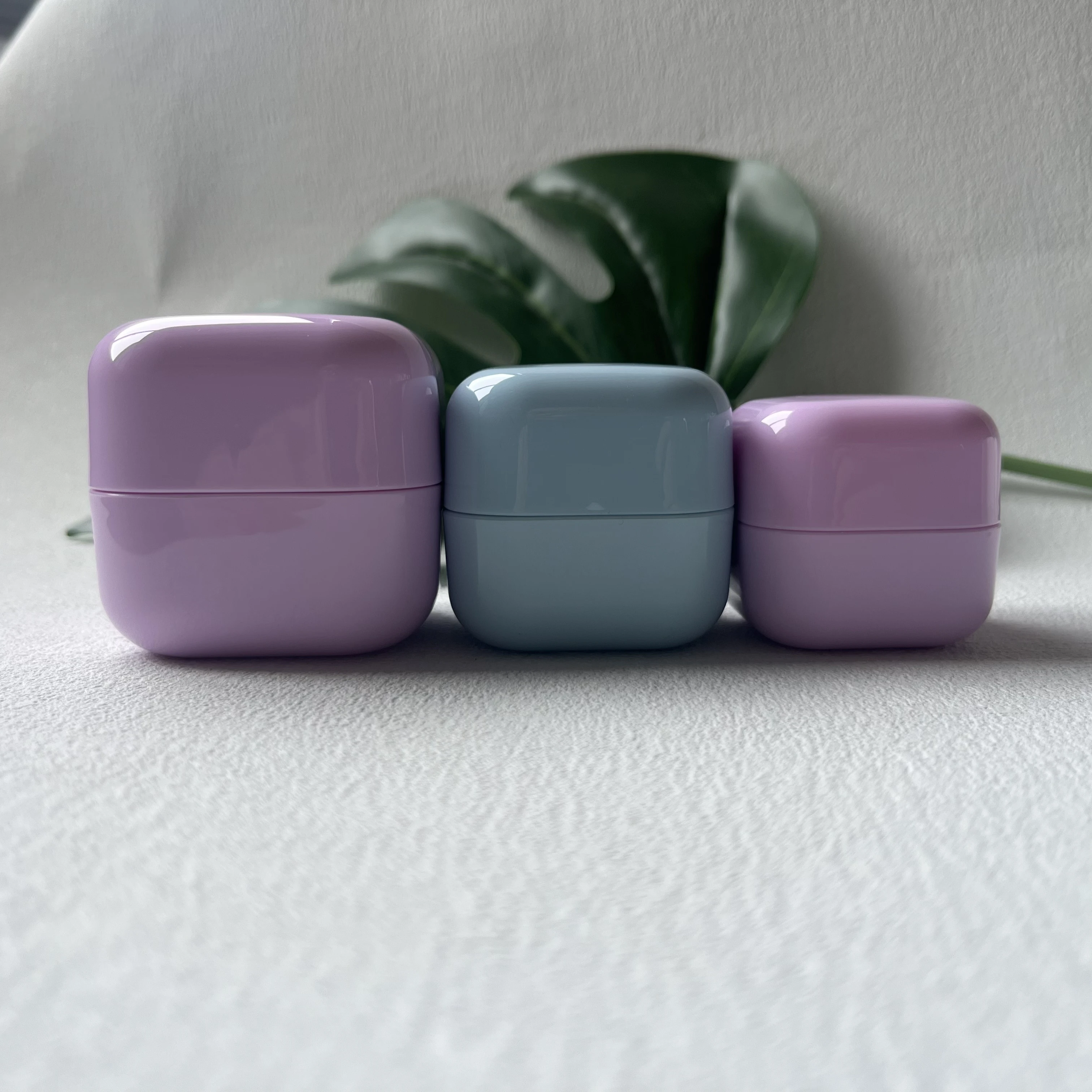 New 20g 30g 50g 100g purple double wall empty pp plastic square cosmetic face cream jar