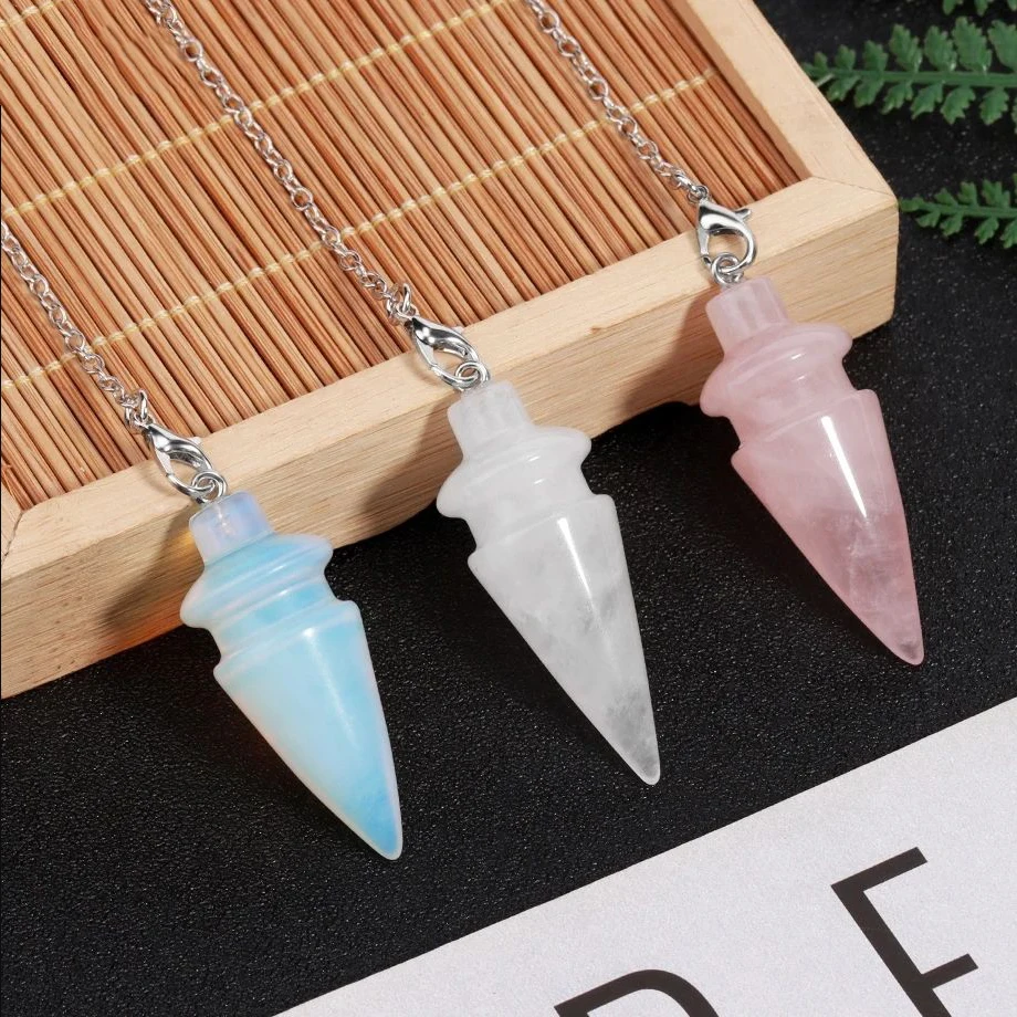 Wholesale Natural Stone Reiki Meditation Healing Clear Quartz Healing Crystals Divinatory Pendulum for Dowsing Reading PD073