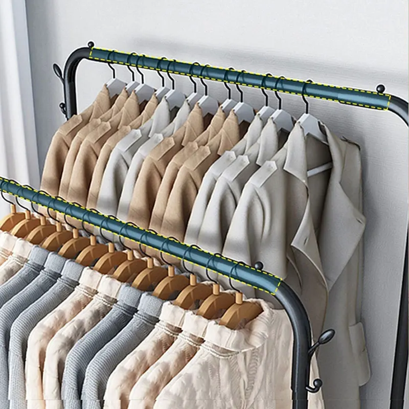 Black Standing dryer Hanging Bag Hat Umbrella Multifunctional Coat Rack Metal Clothes Hanger cloth drying rack With Wheels