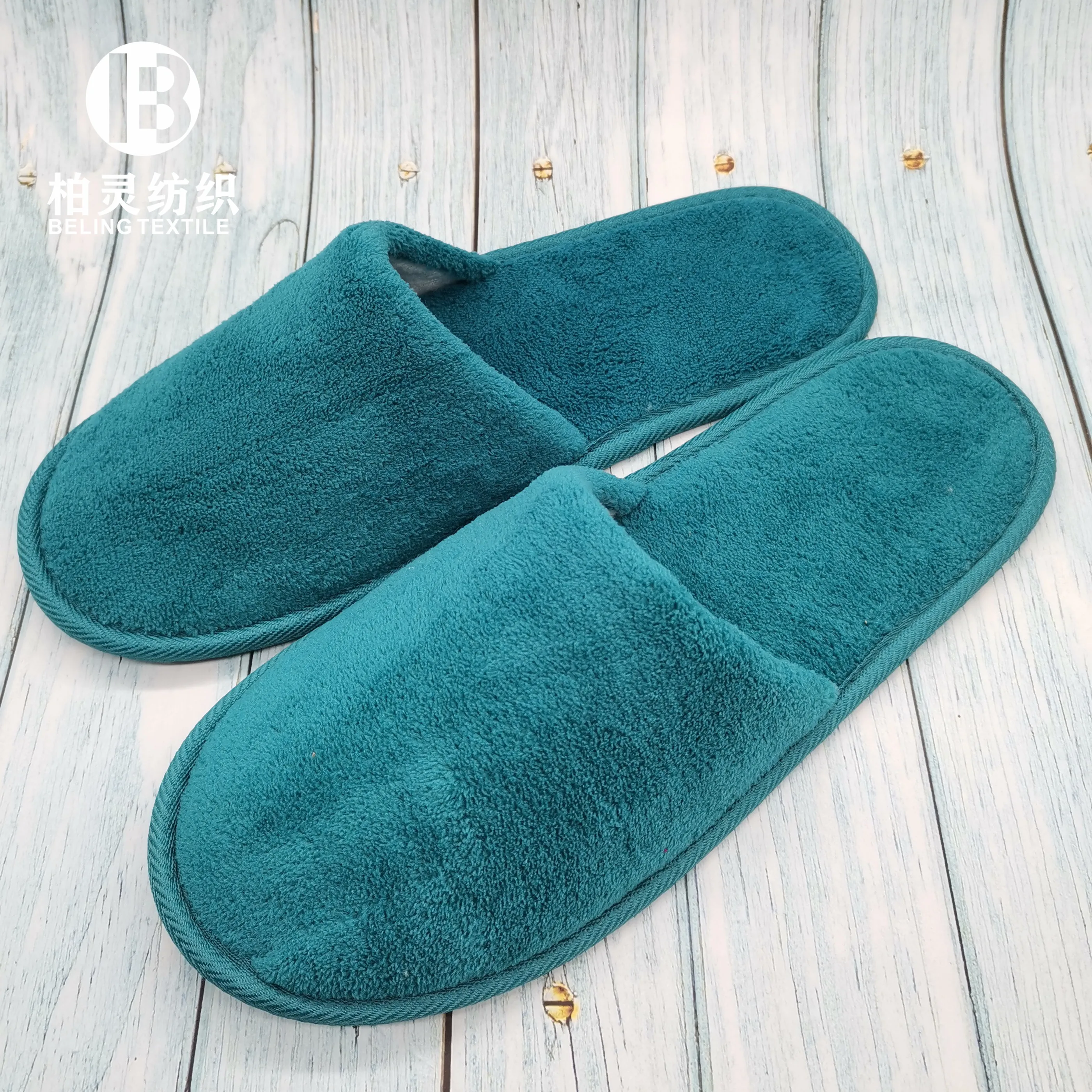 
micro coral fleece slipper customer logo disposable hotel wholesale travel anti slip 