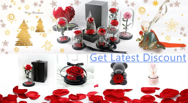 Wholesale Mothers Day Valentine Day Wedding Best Wishes Luxury Gift Musical Rose Bear Eternal Roses In Pvc Acrylic Jewelry Box