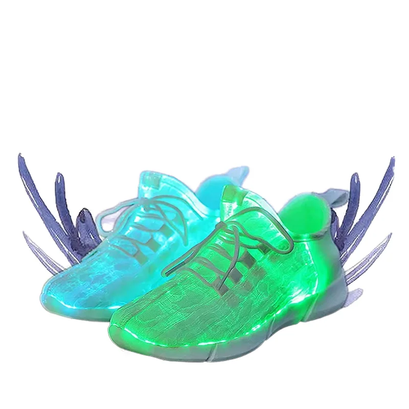 Wholesale LED Charging Luminescent shoes Children Casual Sneaker boys Luminous Bling Shining Girls Light up Fiber Optic shoes