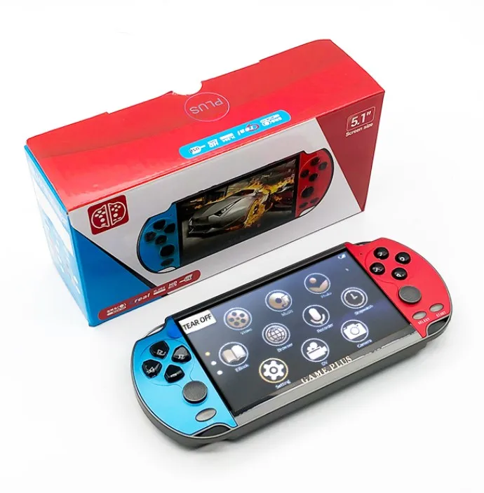 2021 X7 4.3inch TFT Screen  handheld game console X12 Rechargeable Battery Support Video Music Memory Card with 51 language