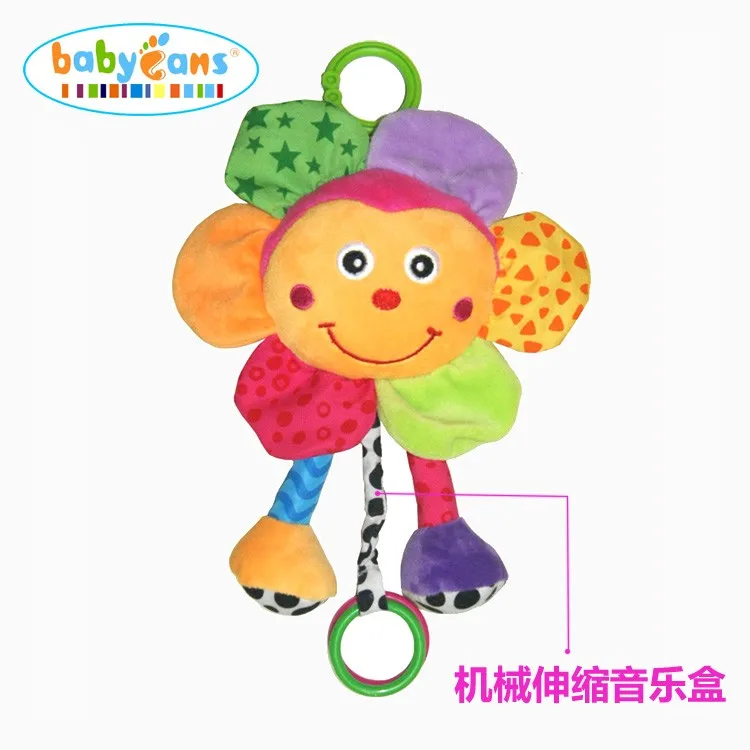 baby soft musical hanging toys beautiful cartoon plush sun flower with smile face