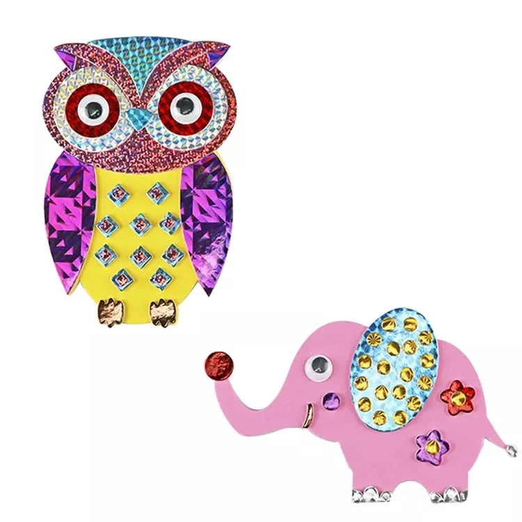 Children Creative DIY Foil Art Animal Shape Toy Magnt Fridge Magnets For Kitchen Decoration