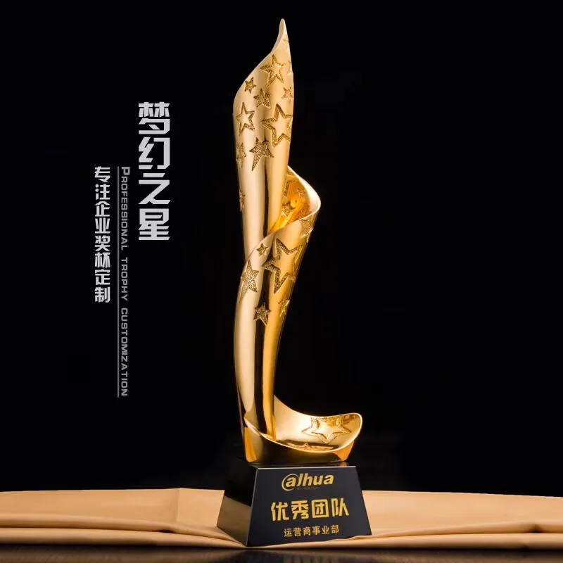 Cheap Price Great Honor Awards Trophies Star Shape Gold Resin Trophies Gold Oscar Thophy for Movies and Music and Sports