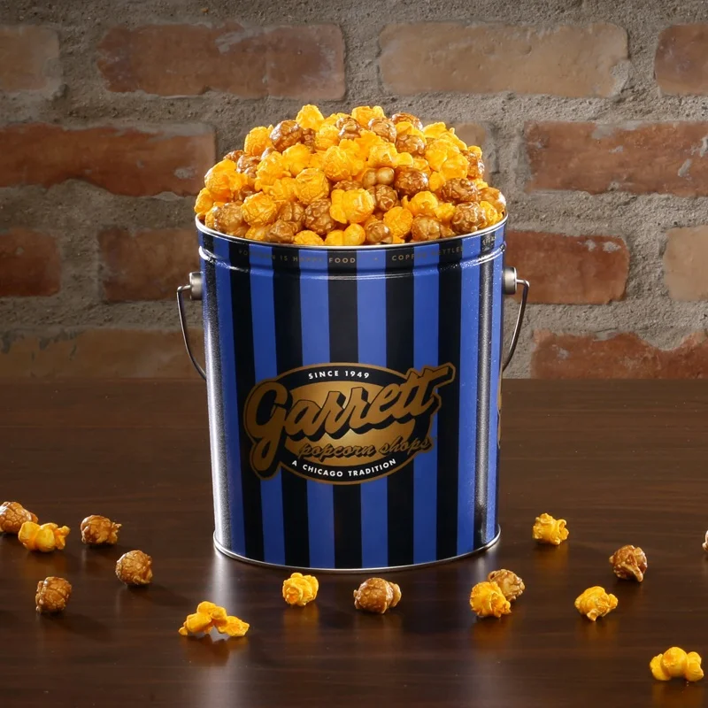 1 Gallon Metal Round Empty Packing Food Grade Popcorn Tin Bucket Tin Box Tinplate Wholesale Custom Popcorn Tin