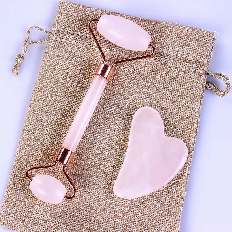 
xiuyan jade roller rose-colored quartz stone roller Rose quartz jade roller 