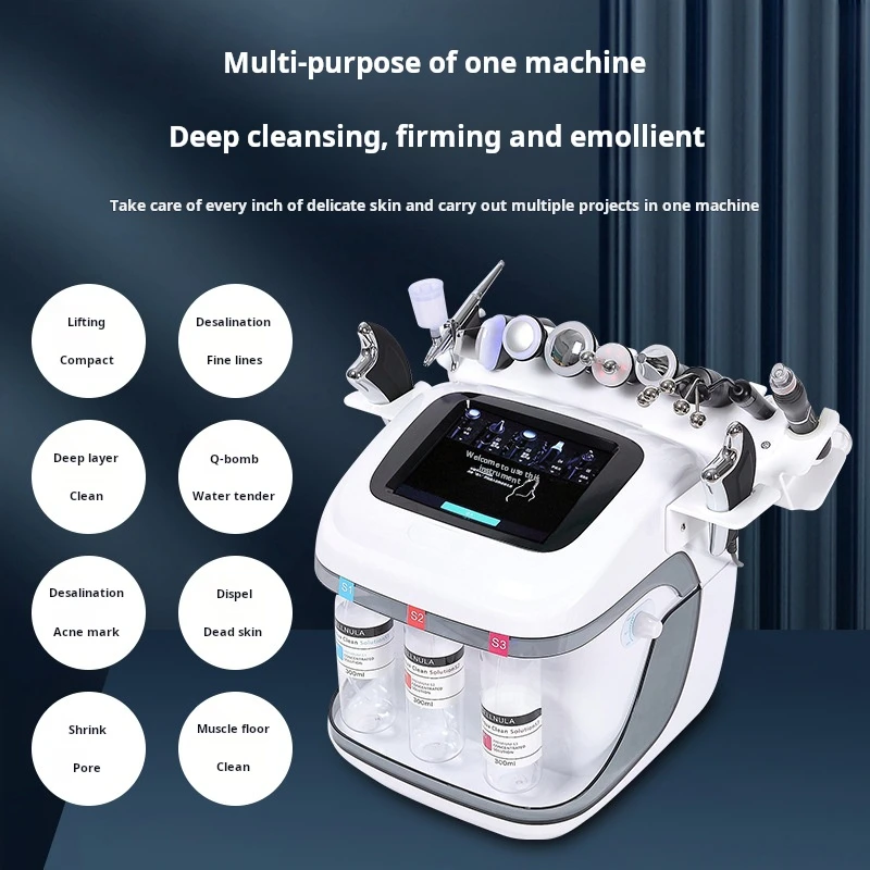 New 8 in 1 or 10 In 1 Face Care Beauty Machine Black Hydra Multi Function Facial Machine
