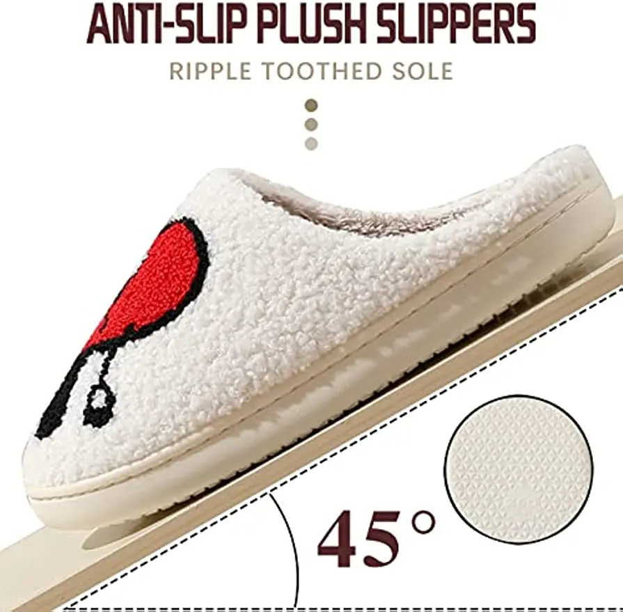 Valentine Slippers for Women and Men Cartoon embroidery Shoes Warm indoor bedroom Winter Love Pattern Heart Slippers