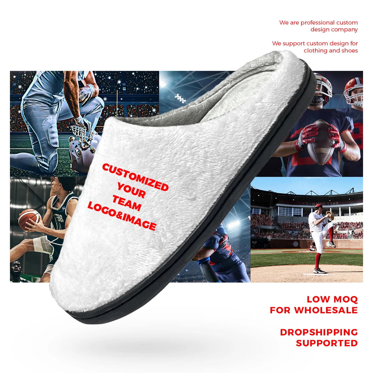 Custom Slip-Resistant Slipper Men Shoes Furry Slippers Warm Personalized Print Home Slippers Indoor For Men Women
