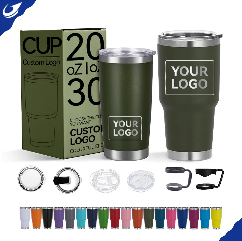 Custom Logo 20oz 30oz Powder Coated Yetys Tumbler Insulated Travel Coffee Water Mug Thermos Stainless Steel Vacuum Cup With Lid