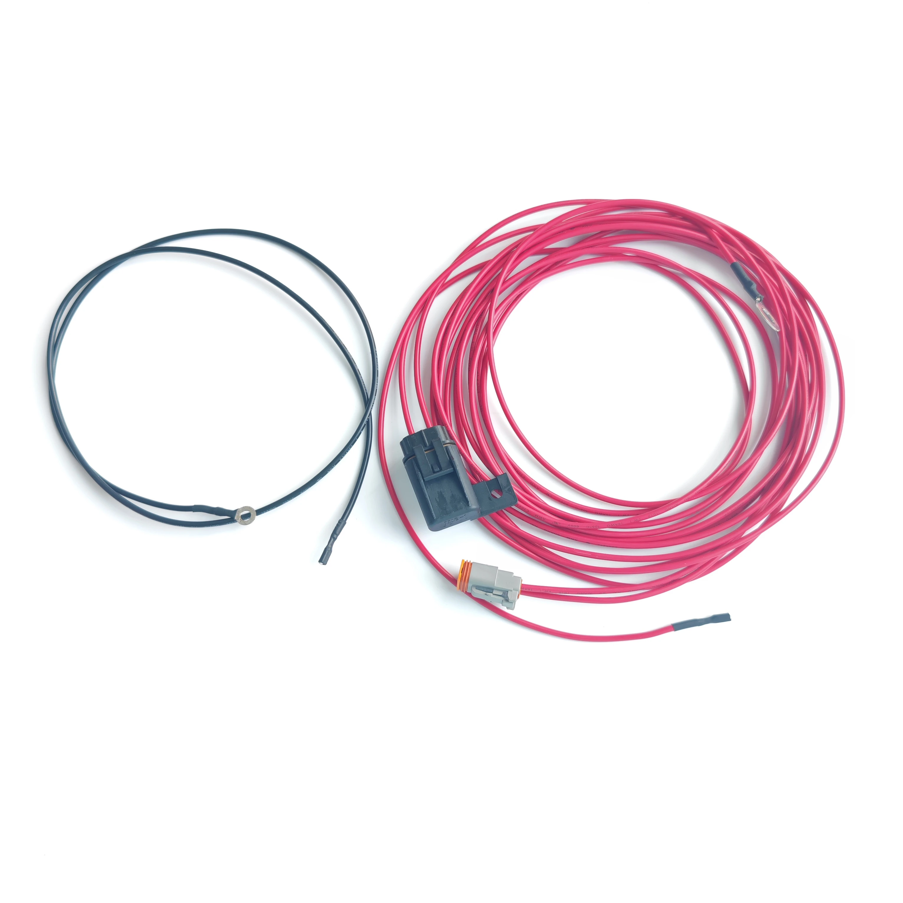 Изготовленный на заказ 16awg жгут проводов для морской батареи с 2-контактным гнездовым разъемом Dt Deutsch Dt06-2s и рядным держателем предохранителей