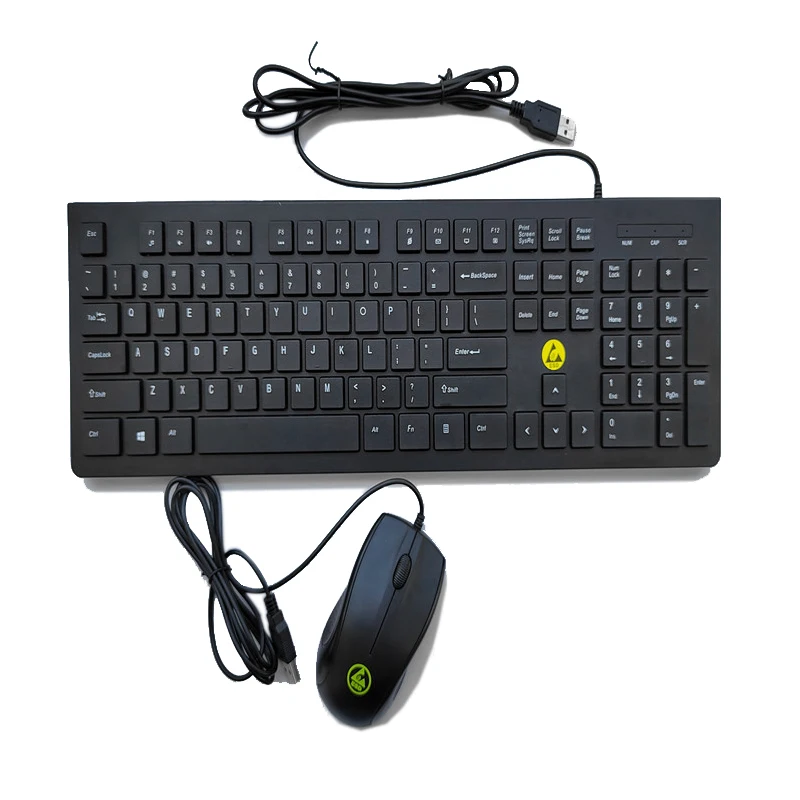 ESD Wired Keyboard and Mouse Set with Permanent Surface Resistance