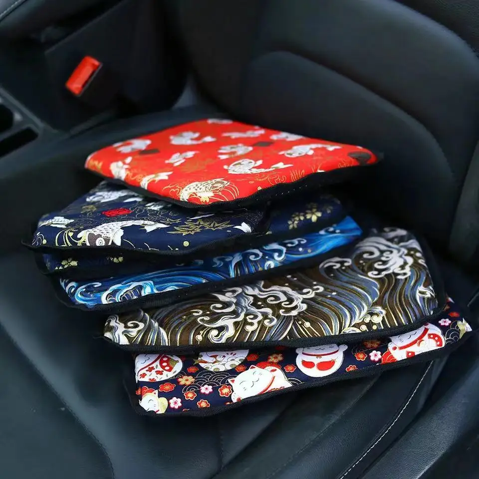 Car Center Handrail Box Cover JDM Japanese Ukiyo-e Cars Storage Carpet Protector Pad Car-styling Auto Accessories
