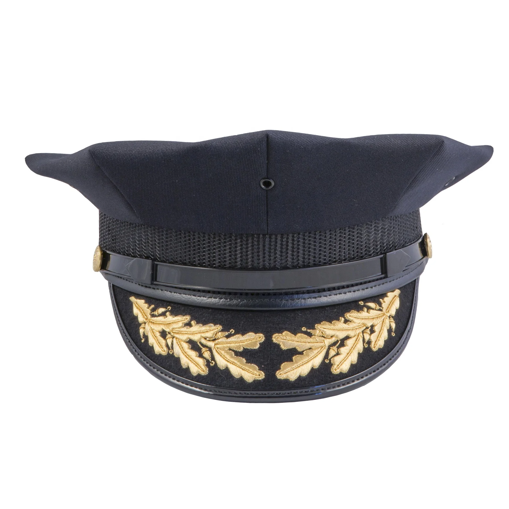 
Embroidery Golden Leaf Navy Blue Crown Uniform Hat Party Cosplay Officer Military Army Pilot Police Peaked Cap 