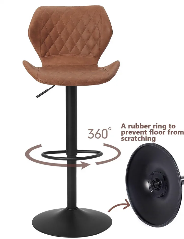 Современный винтажный замшевый тканевый регулируемый барный стул, поворотный стул, высокий стул для кухни