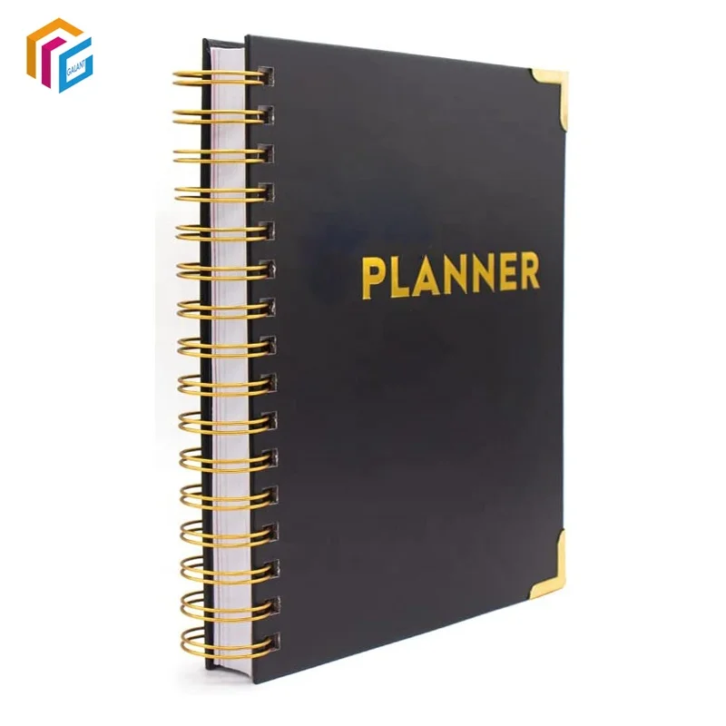 Personalized Custom Printing A4 A5 Spiral Binding Paper Notebook with Golden Corner