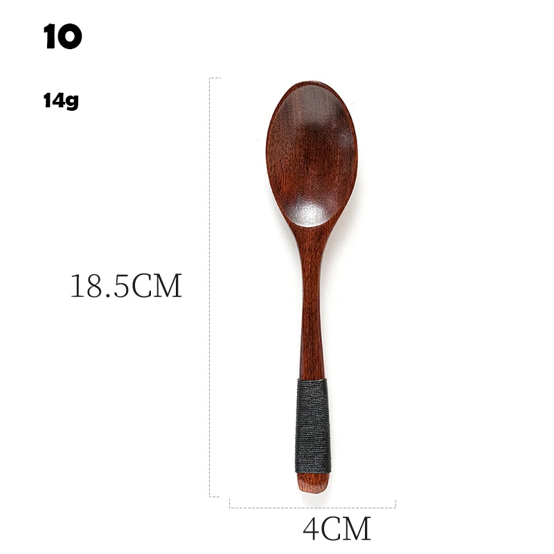 Wood Soup Spoons for Eating Mixing Stirring, Long Handle Spoon with Chinese Japanese Style Kitchen Utensil.
